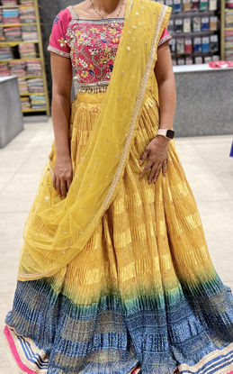 Picture of Crushed Bhandini print Lehenga and croptop