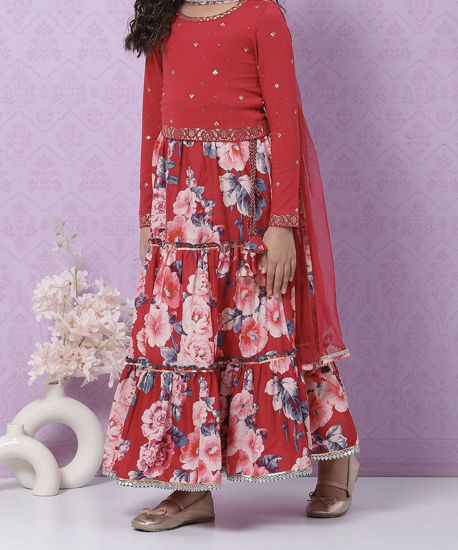 Picture of Biba brand -Bery red lehanga set For 8-9Y