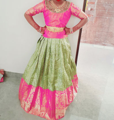 Picture of Kanchi pattu lehenga with work blouse for 4-6Y