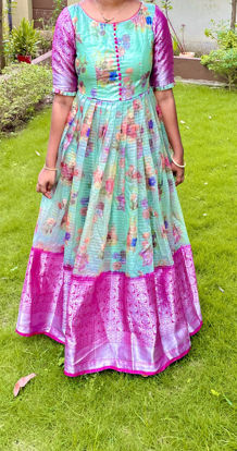 Picture of Green and pink organza long dress