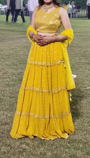 Picture of Yellow Mirror Work lehenga