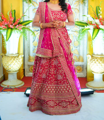 Buy Orange Maroon Embroidered Bridal Lehenga Online in India @Mohey -  Lehenga for Women
