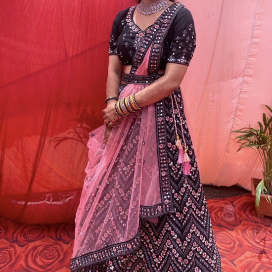 Picture of Black Lehenga with all over embroidery