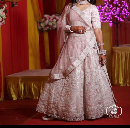 Picture of Pink Bridal Lehenga with silver work