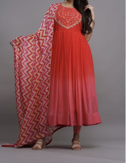 Picture of Peach ombre shaded Anarkali  set