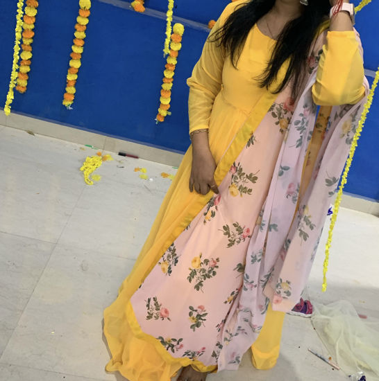 Picture of Anarkali with Floral Dupatta