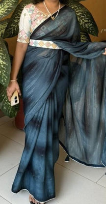 Picture of Blue Designer Saree with Belt