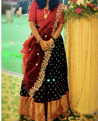 Picture of Black and maroon lehenga