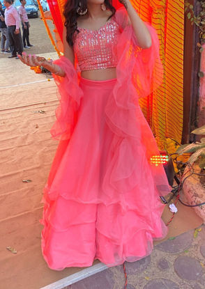 Picture of Pink ruffled lehenga