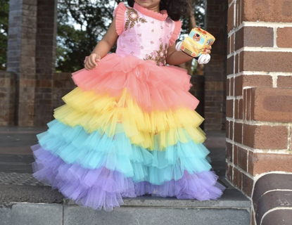 Picture of Multicolour layered  designer Long Frock For 2-4Y