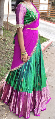 Picture of Kanchipattu Langa with maggam work blouse and dupatta For 12Y