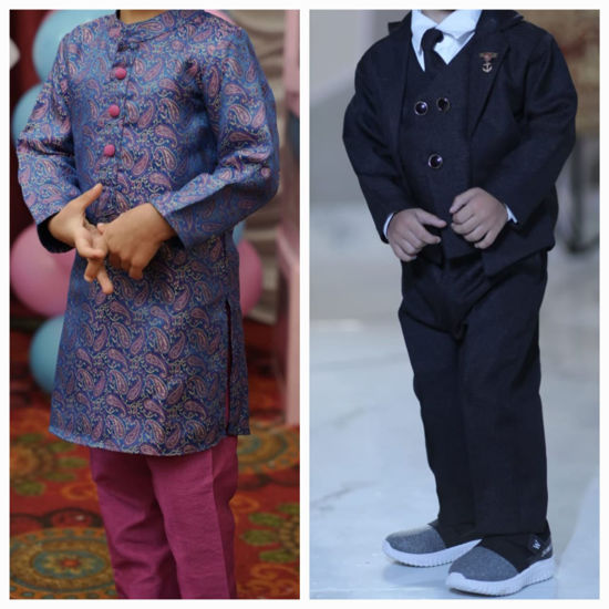 Picture of Combo of Ethinic kurta and pant with Blazer set For 2-3Y