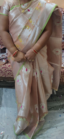 Picture of Cream gold colour saree along with blouse