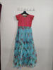 Picture of Orange shade and blue floral long Frock