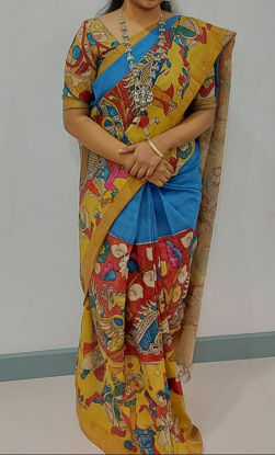 Picture of Pure tussar hand painted kalamkari saree