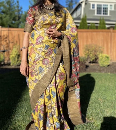Picture of Tusser kalamkari saree