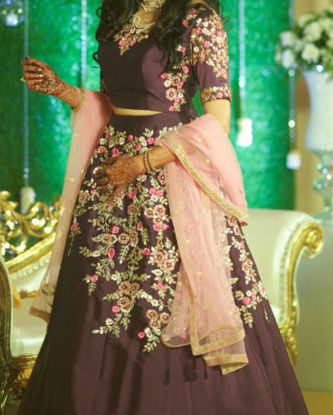 Picture of Purple hand embroidery lehenga