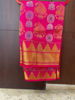 Picture of Pink pattu saree with contrast blue blouse