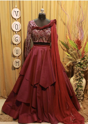 Picture of Heavy Burgundy Crop top & Lehenga