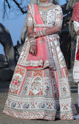 Picture of Designer Peach colored embroidery Lehenga Choli