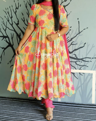 Picture of Yellow floral anarkali