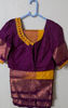 Picture of Mango yellow with purple colour Semi soft silk saree