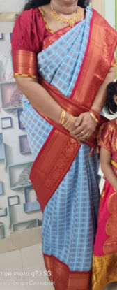 Picture of Bluish Grey colour Semi silk saree