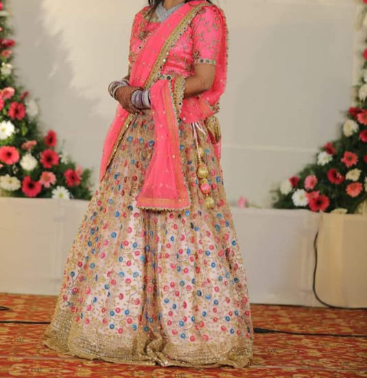 Picture of Bridal Peachish Pink Lehenga