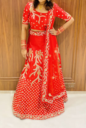 Picture of Bridal Red Custom Made Lehenga