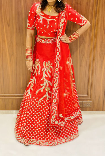 Picture of Bridal Red Custom Made Lehenga