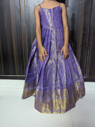 Picture of Kanchipuram silk lavender longfrock for 4-6Y