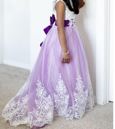 Picture of Princess Lilac Long Girls Pageant Dress For 8-10Y