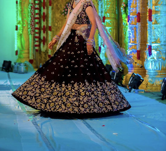 Picture of Wine Velvet Bridal Lehenga