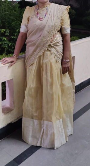 Picture of Gold and silver combo Half saree