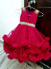 Picture of Classic Wine Red Cloudy Frilled  Gown with Handcrafted Beaded Waistline For 2-4Y