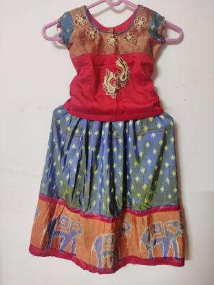 Picture of Pochampally pattu langa with blouse for 2-3Y