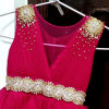 Picture of Classic Wine Red Cloudy Frilled  Gown with Handcrafted Beaded Waistline For 2-4Y