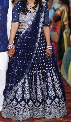 Picture of Neerus Royal blue embroidered flare lehenga