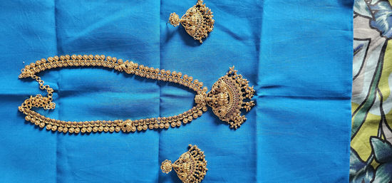 Picture of Antique lakshmi long haram with earrings