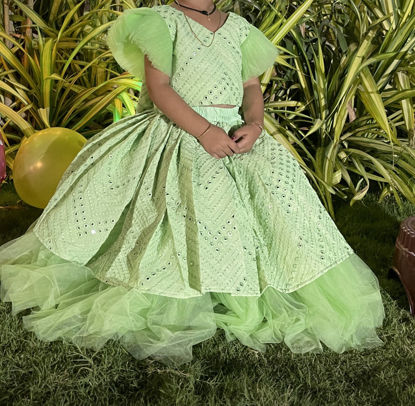 Picture of Pista green crop top lehenga For 3-5Y