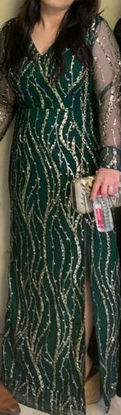 Picture of Green sequins work Indo Western slit Dress