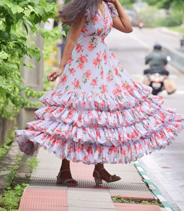 Picture of Long ruffle party dress