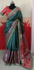 Picture of Green banarasi silk saree with work lace with stitched blouse