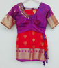 Picture of Kanchipuram red colour saree with purple maggam kasu work