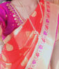 Picture of Kanchipuram red colour saree with purple maggam kasu work