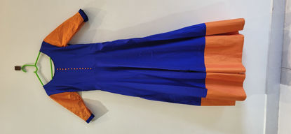 Picture of Royal blue and orange combination long frock