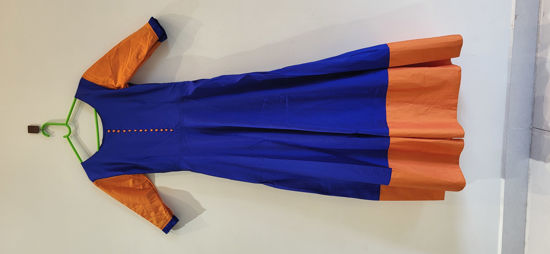 Picture of Royal blue and orange combination long frock