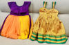 Picture of Combo of Orange Soft Net Frock and Narayanpet Yellow Green silk frock for 1-2Y