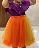 Picture of Combo of Orange Soft Net Frock and Narayanpet Yellow Green silk frock for 1-2Y