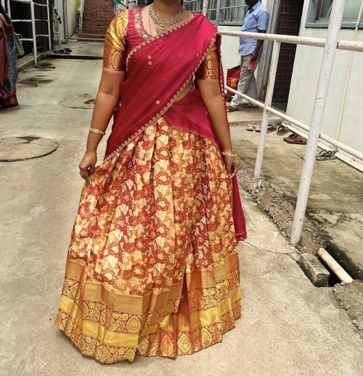 Picture of Traditional half saree with maggam work Blouse